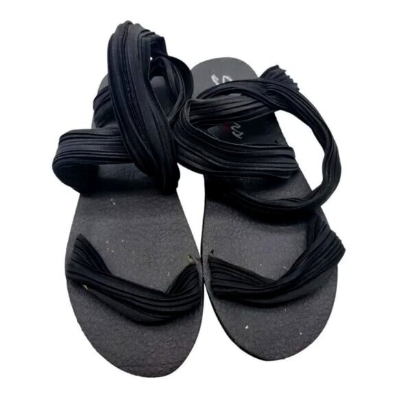 SKECHERS Shoes Womens Size 8 Black Yoga Foam Summer Sandals Beach - Picture 1 of 6